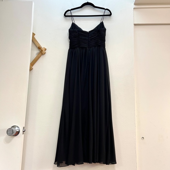 Mac Duggal 2650 Ruched V-Neck Pleated Chiffon Dress Black size XL - Picture 6 of 11